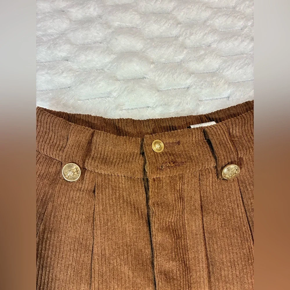 SHEIN Cute vintage coffee pleated corduroy skirt - Size XS